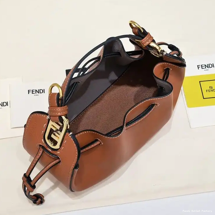 Affordable HOT Bag Bucket Pomodorino Brown Fendi Calf Mini Leather In 0623